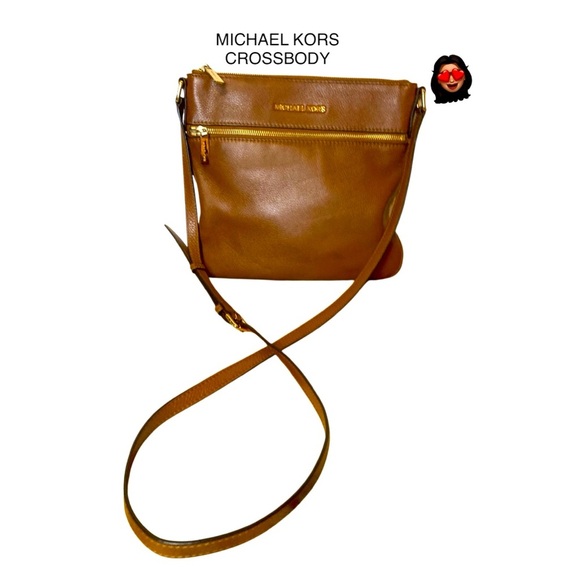 MICHAEL KORS CROSSBODY Brown LEATHER MK SHOULDERBAG VNTG - Picture 1 of 7
